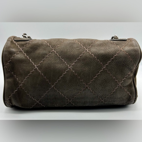 Chanel wild whipstitch flap bag grey suede silver hardware with card - Picture 13 of 16